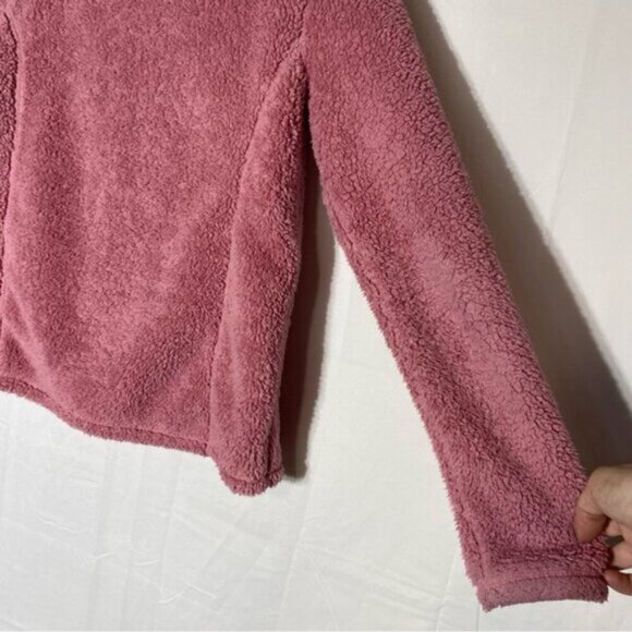 5/$25 Cloudveil Pink Fuzzy Sherpa Full Zip Mock Neck Sweater Light Jacket S - Picture 14 of 16